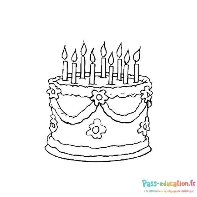 Coloriage Gâteau d'anniversaire à imprimer et colorier