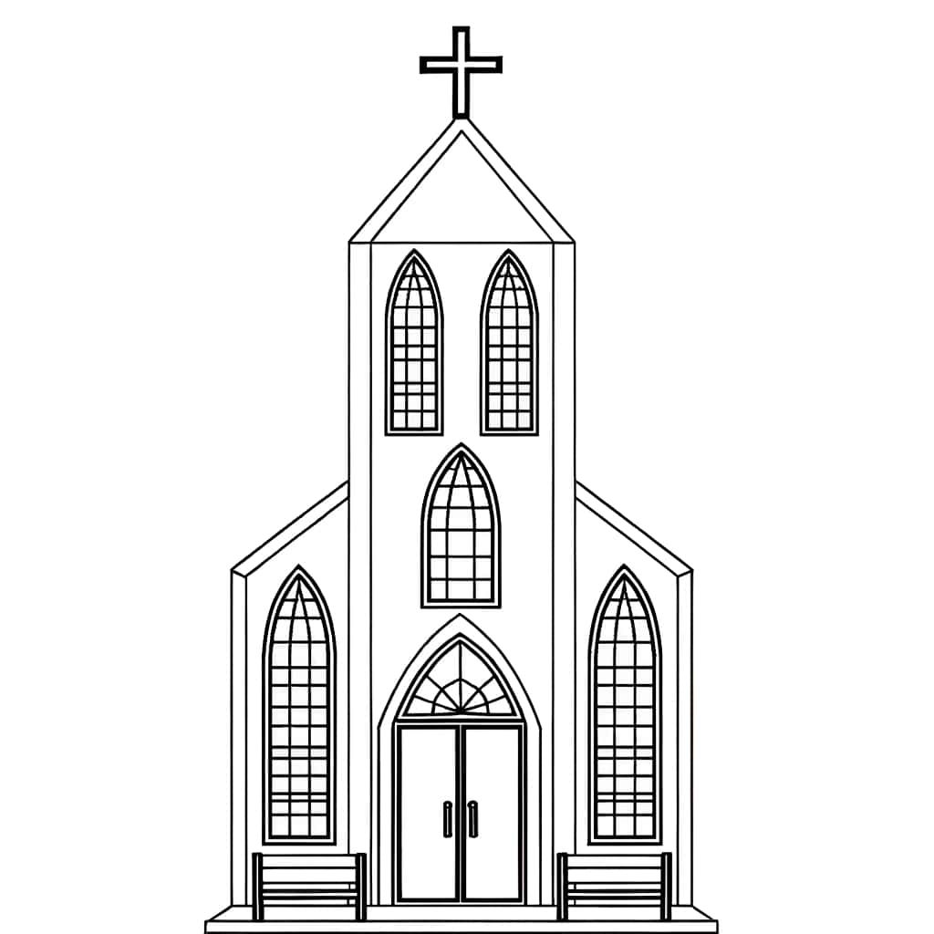 Coloriage Église catholique à imprimer et colorier