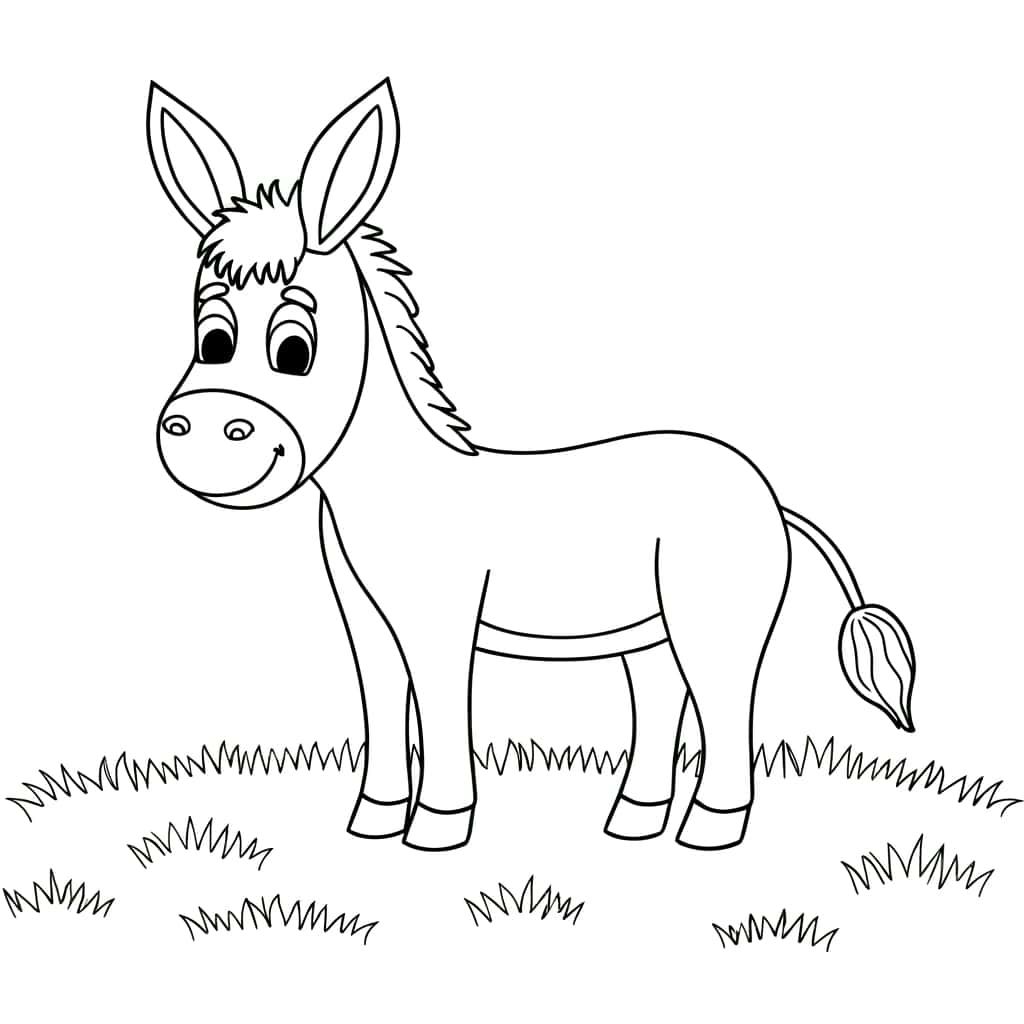 Coloriage Âne heureux à imprimer et colorier