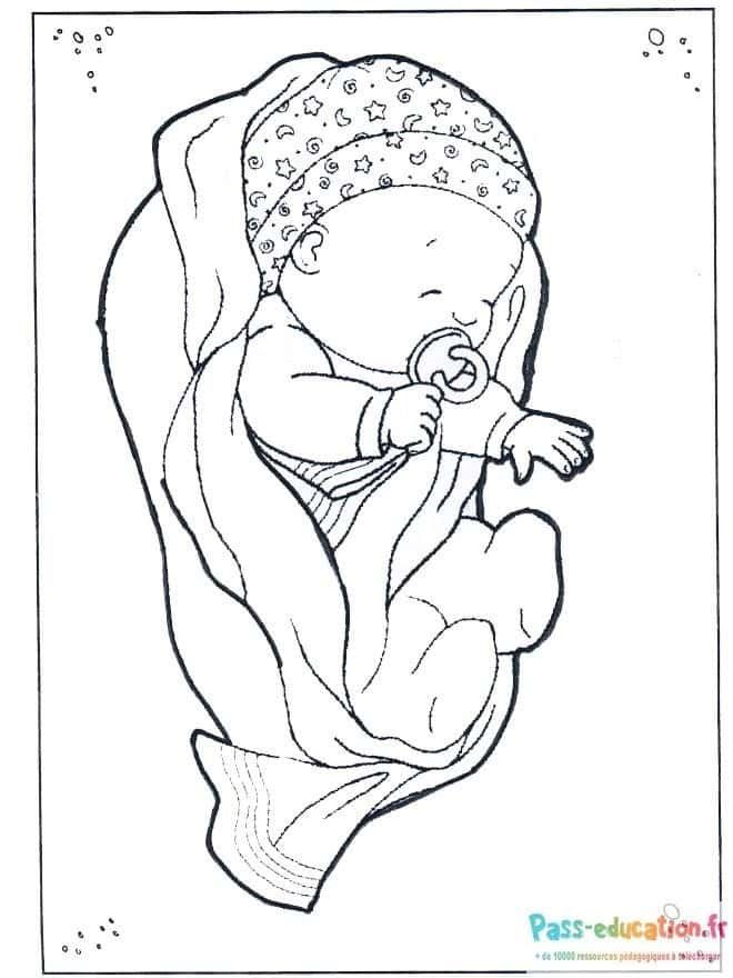 Coloriage Bébé endormi à imprimer et colorier