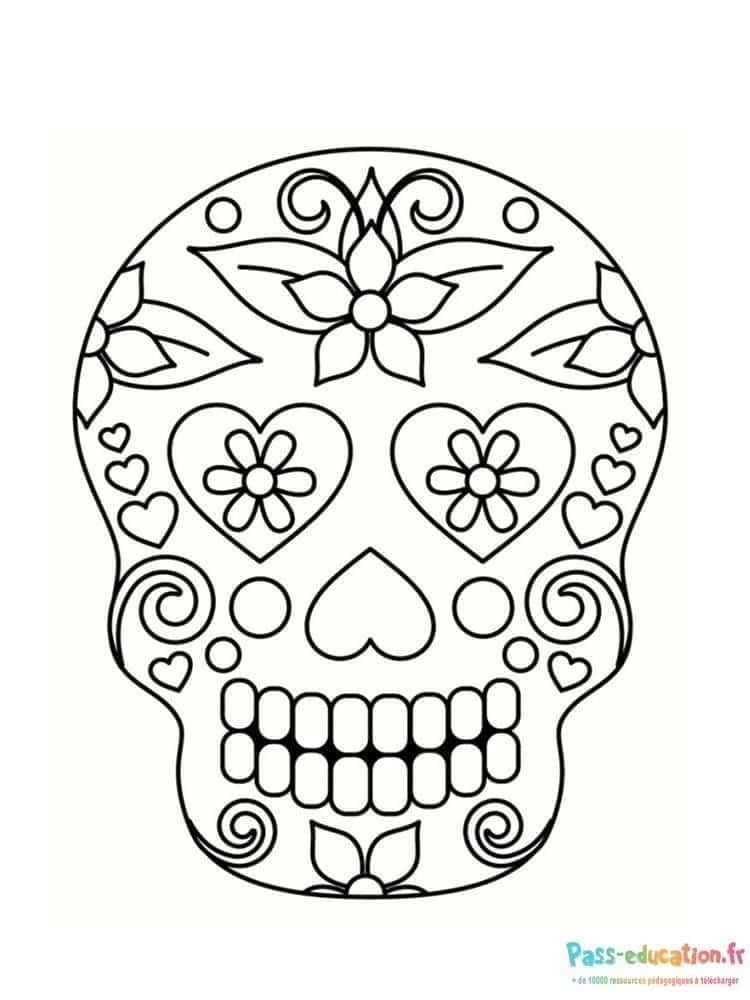 Coloriage Tête de mort mexicaine à imprimer et colorier