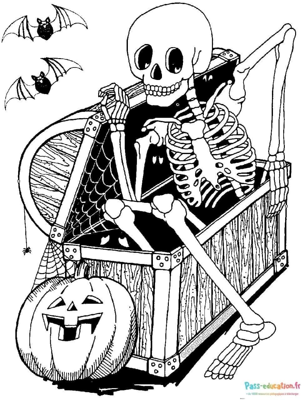 Coloriage Squelette à la ferme à imprimer et colorier