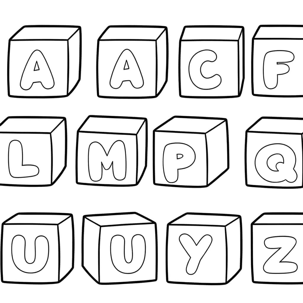Coloriage Abécédaire en cubes à imprimer et colorier