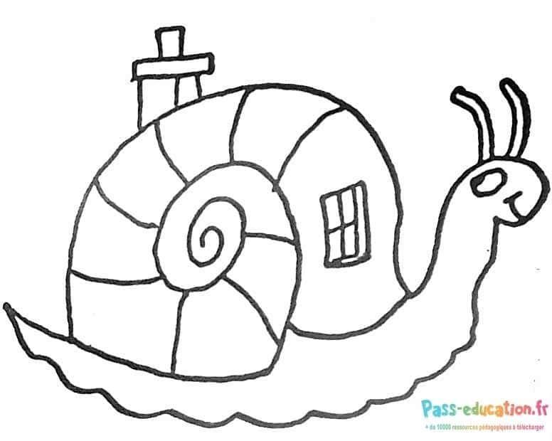 Coloriage Escargot maisonnette à imprimer et colorier