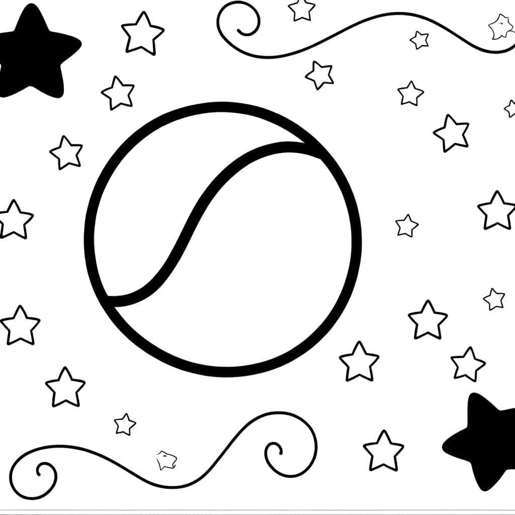 Coloriage Balle De Tennis à imprimer et colorier