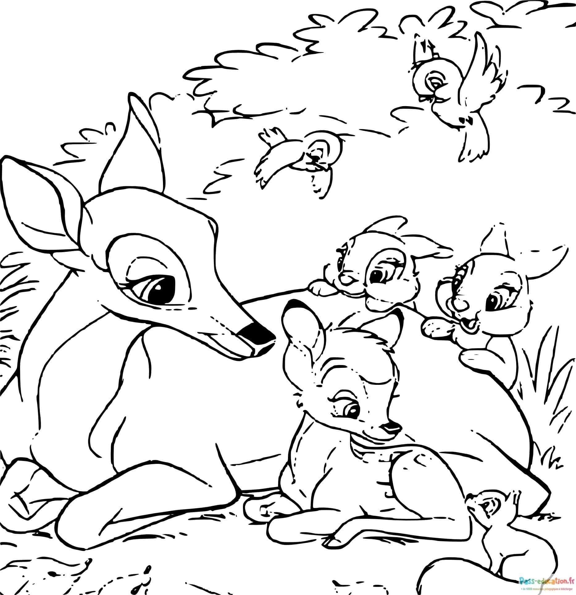 Coloriage Bambi et ses amis à imprimer et colorier