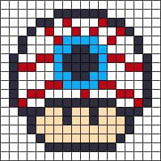 Coloriage Champignon pixel à imprimer et colorier