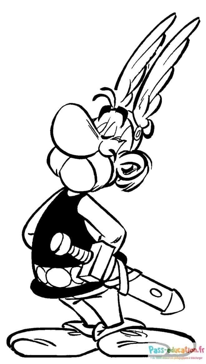 Coloriage Astérix pensif à imprimer et colorier