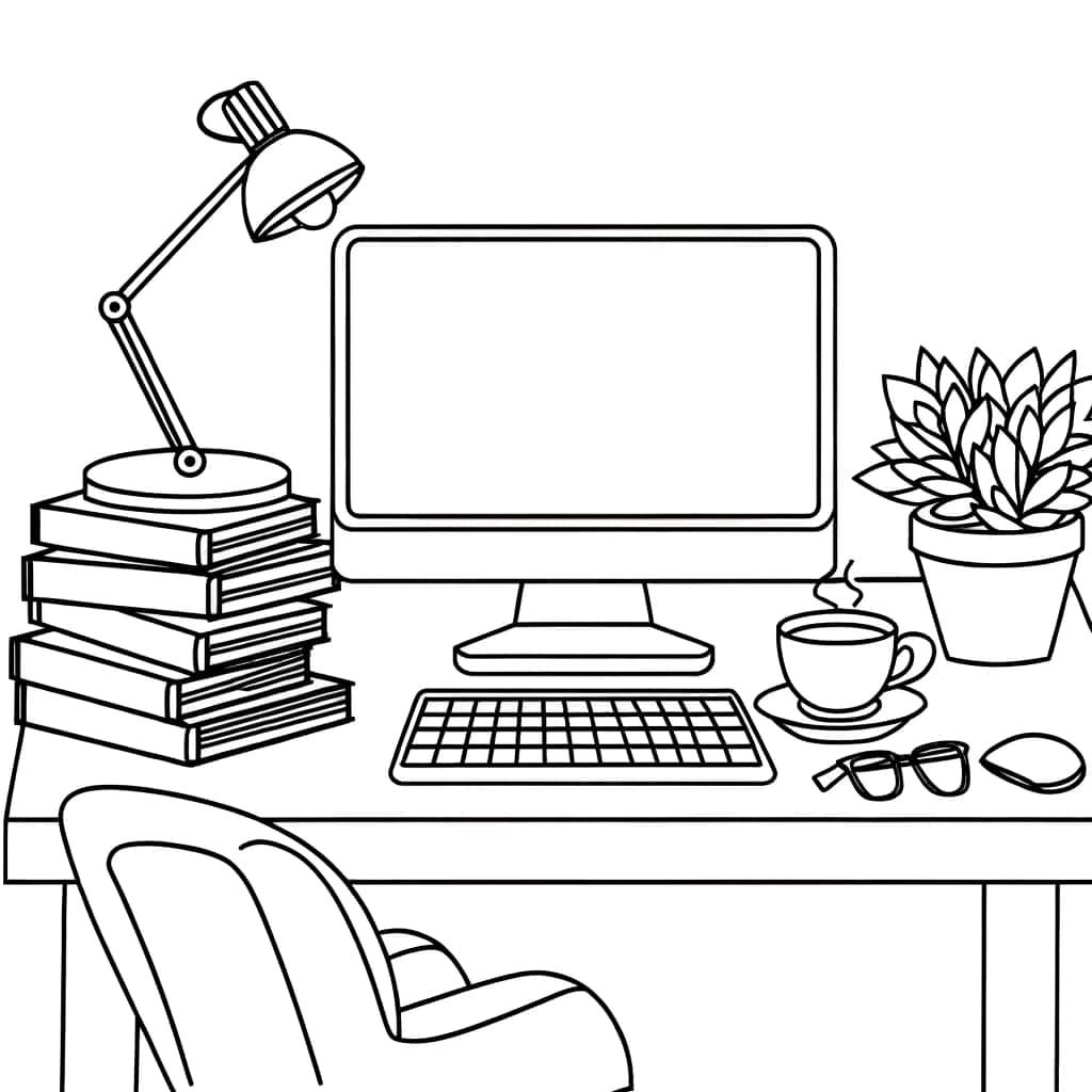 Coloriage Bureau organisé à imprimer et colorier