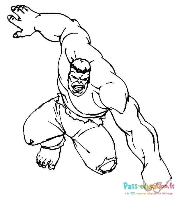 Coloriage Hulk en action à imprimer et colorier