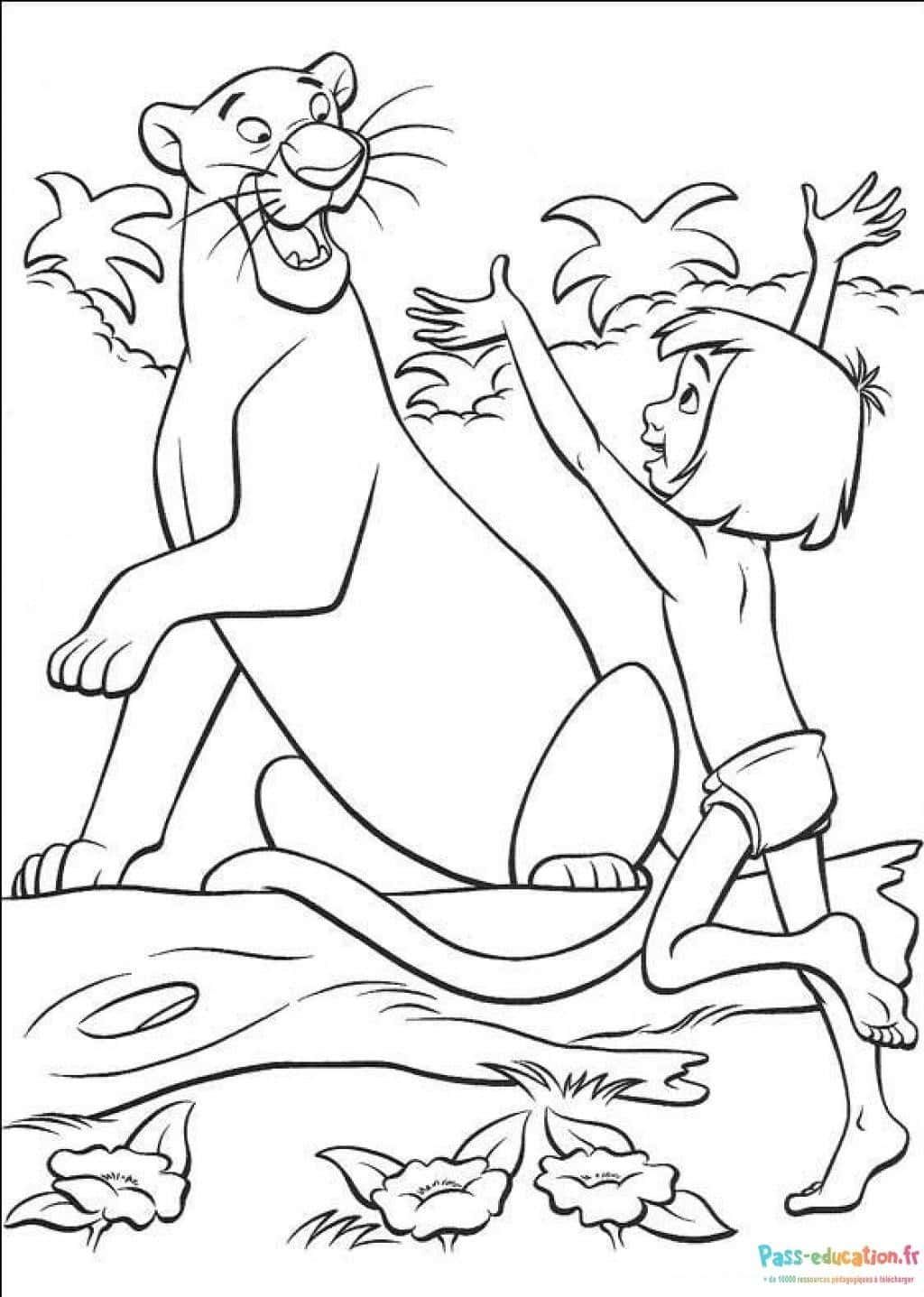 Coloriage Amitié dans la jungle à imprimer et colorier