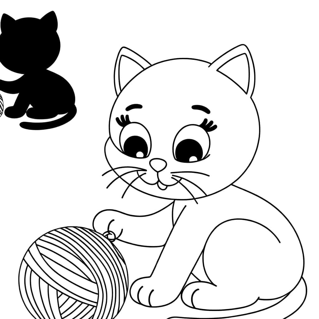 Coloriage Chaton jouant à imprimer et colorier