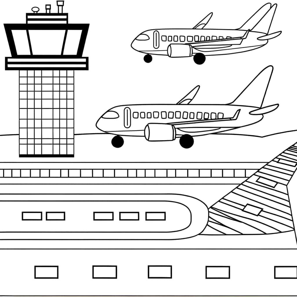 Coloriage Aéroport animé à imprimer et colorier
