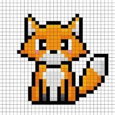 Coloriage Renard pixel à imprimer et colorier