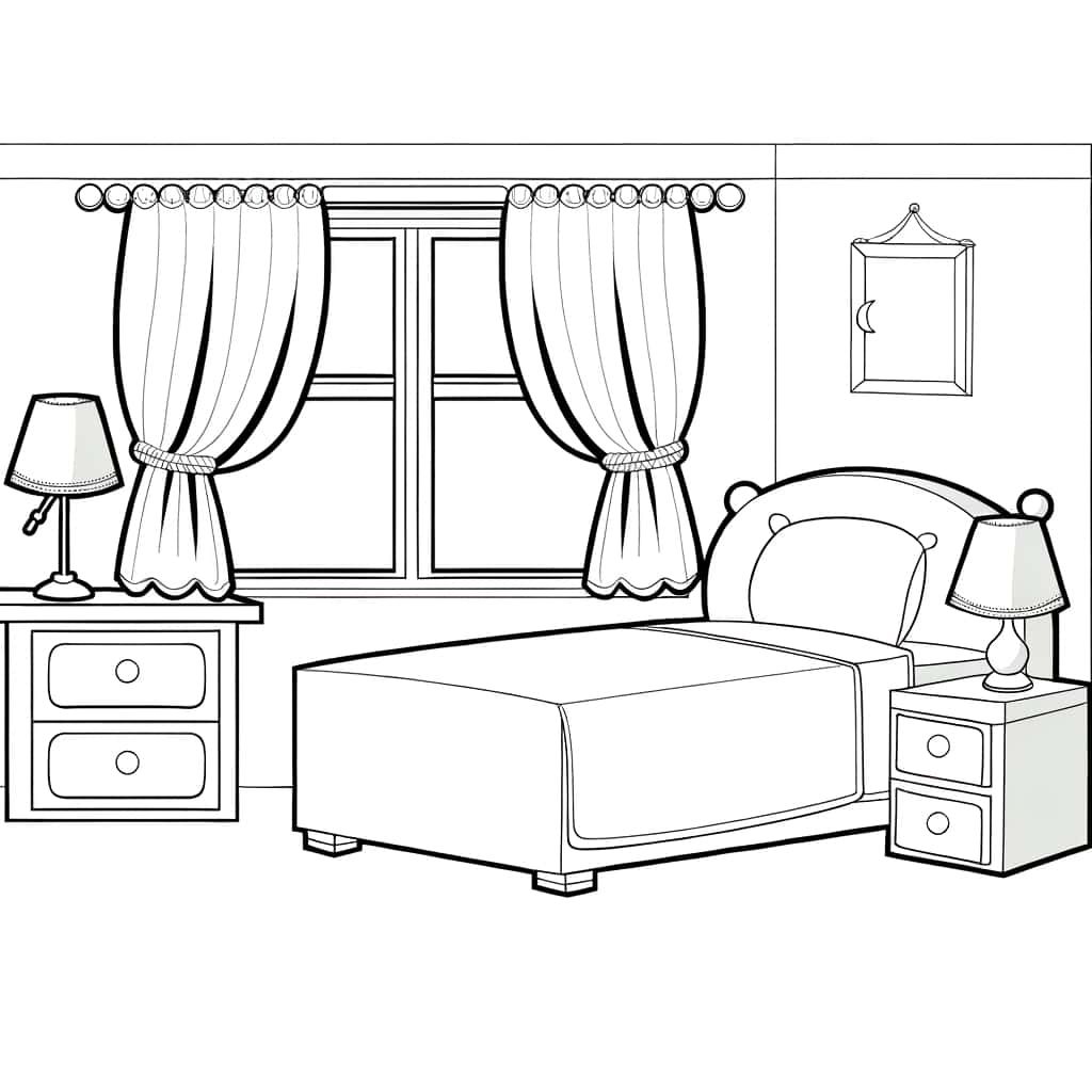 Coloriage Chambre à coucher à imprimer et colorier