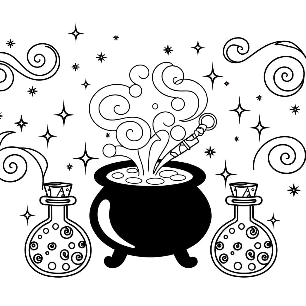 Coloriage Chaudron magique à imprimer et colorier