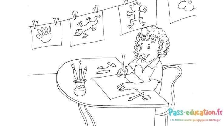 Coloriage Enfant à l'école à imprimer et colorier