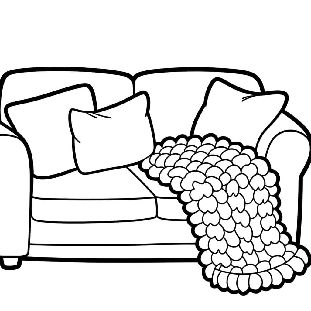 Coloriage Canapé et coussins à imprimer et colorier