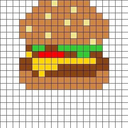 Coloriage Hamburger pixelisé à imprimer et colorier