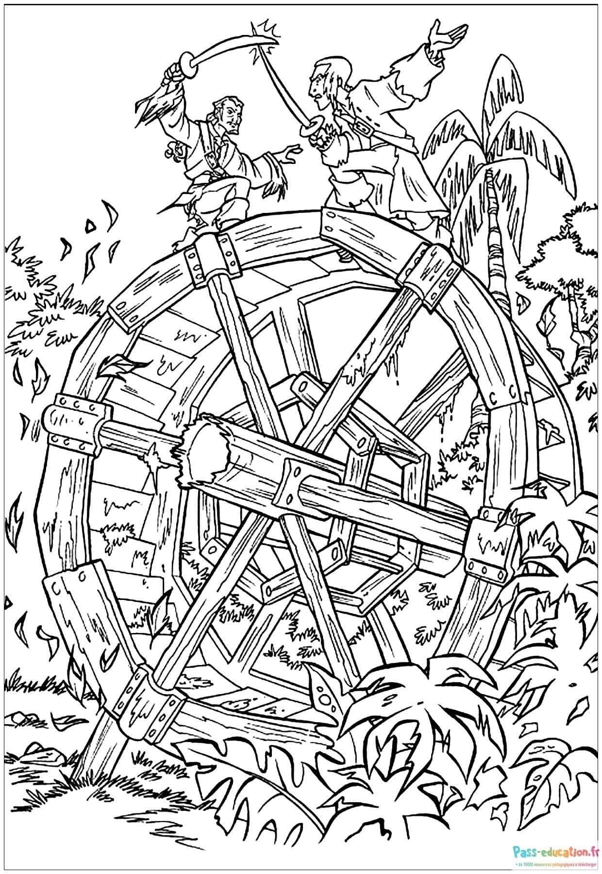Coloriage Attaque de pirates à imprimer et colorier