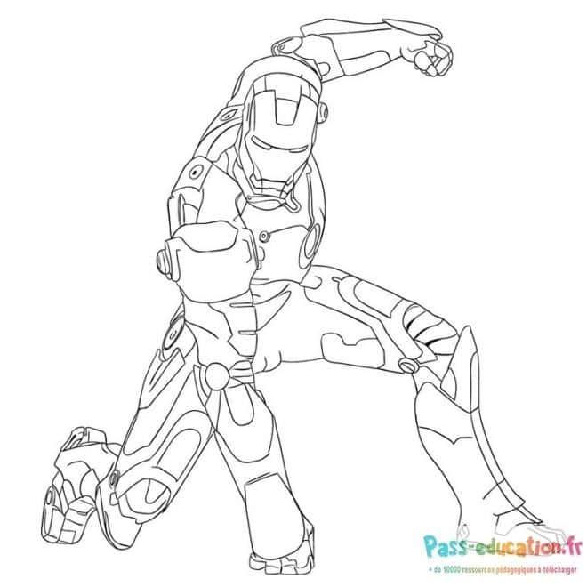 Coloriage Iron Man en action à imprimer et colorier