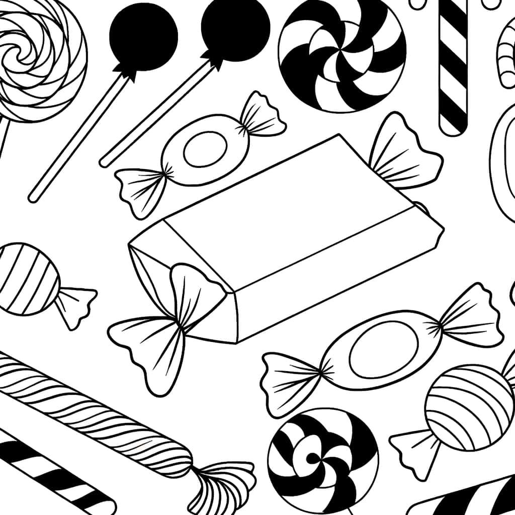 Coloriage Assortiment de bonbons à imprimer et colorier