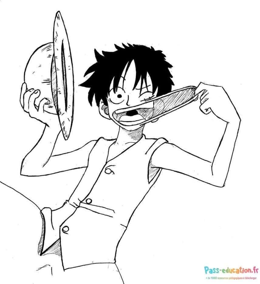 Coloriage Luffy au chapeau de paille à imprimer et colorier