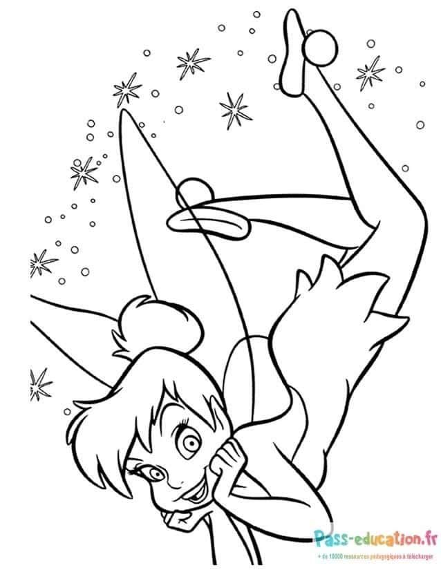 Coloriage Fée Clochette volante à imprimer et colorier