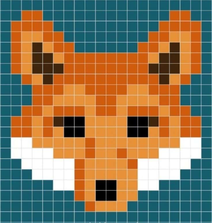 Coloriage Renard pixelisé à imprimer et colorier