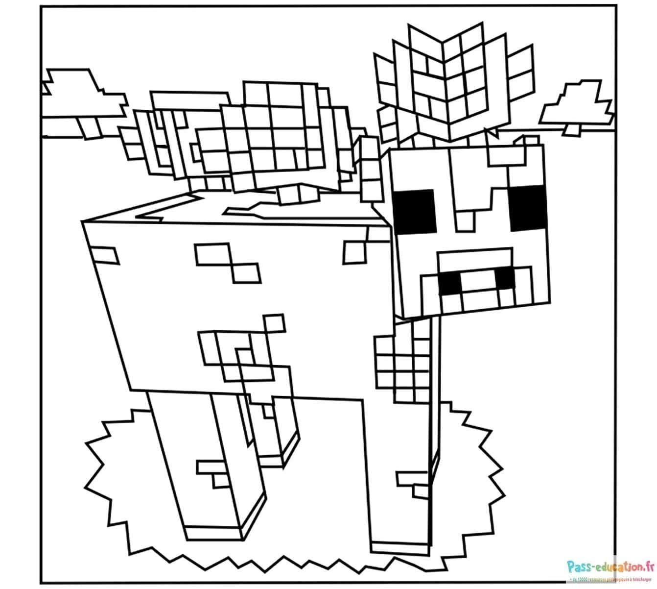Coloriage Minecraft cow à imprimer et colorier