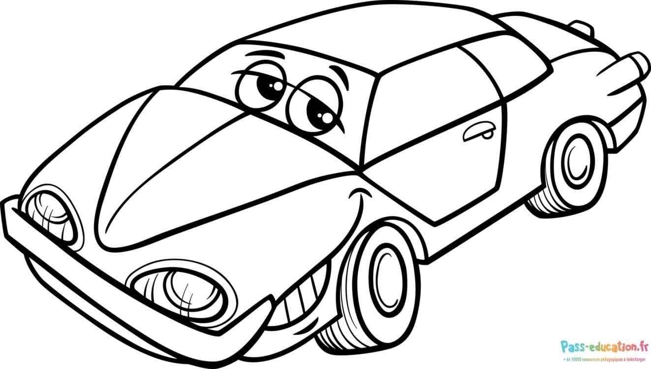 Coloriage Voiture souriante à imprimer et colorier