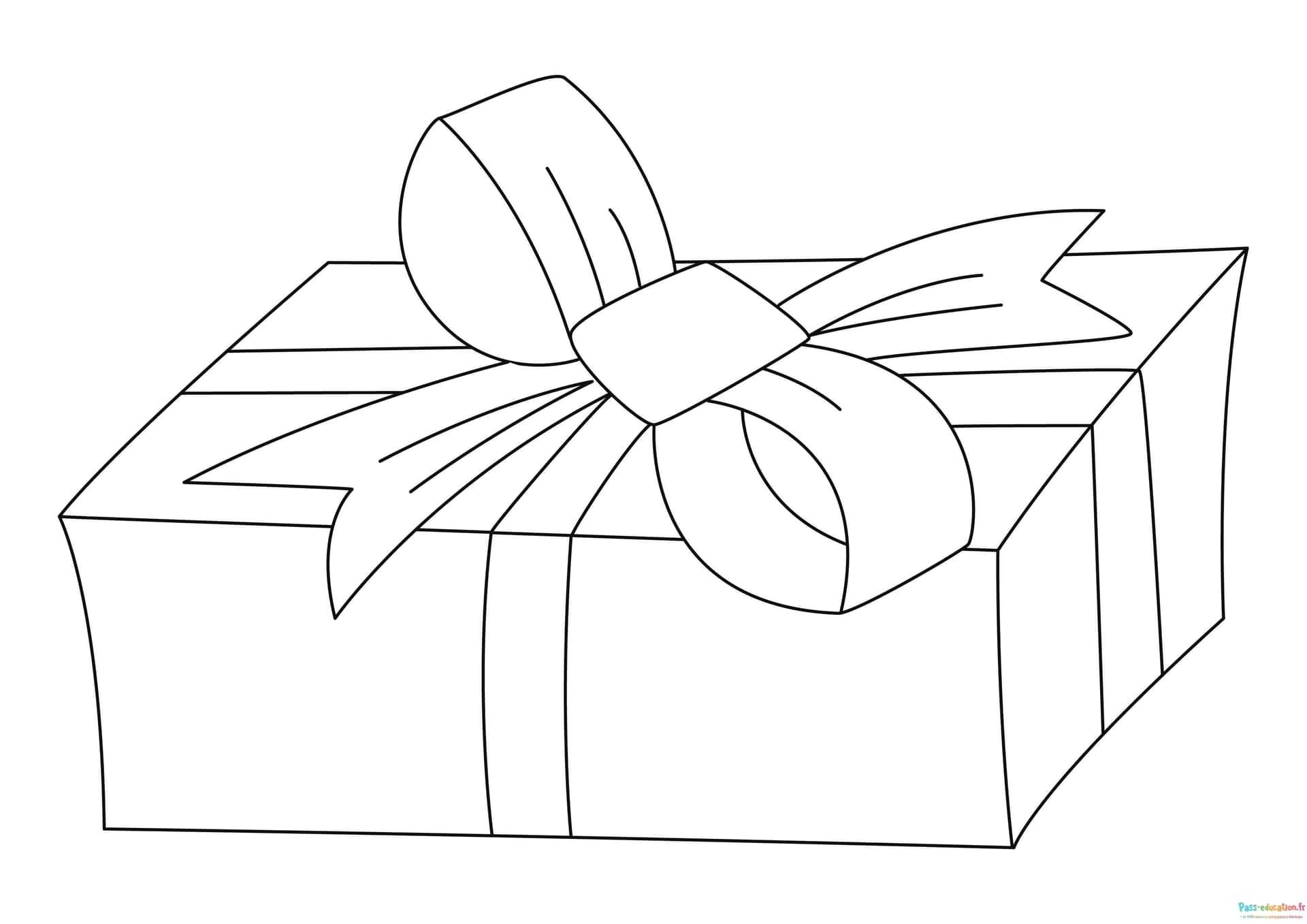 Coloriage Cadeau avec nœud à imprimer et colorier
