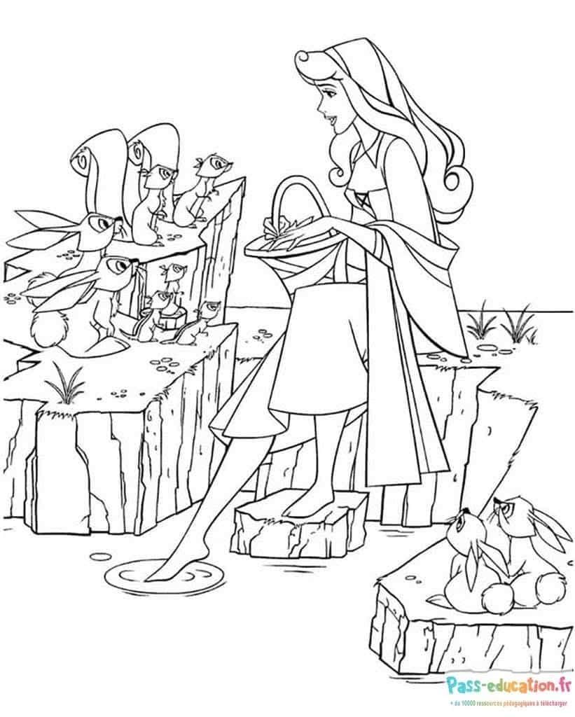 Coloriage Belle et animaux à imprimer et colorier