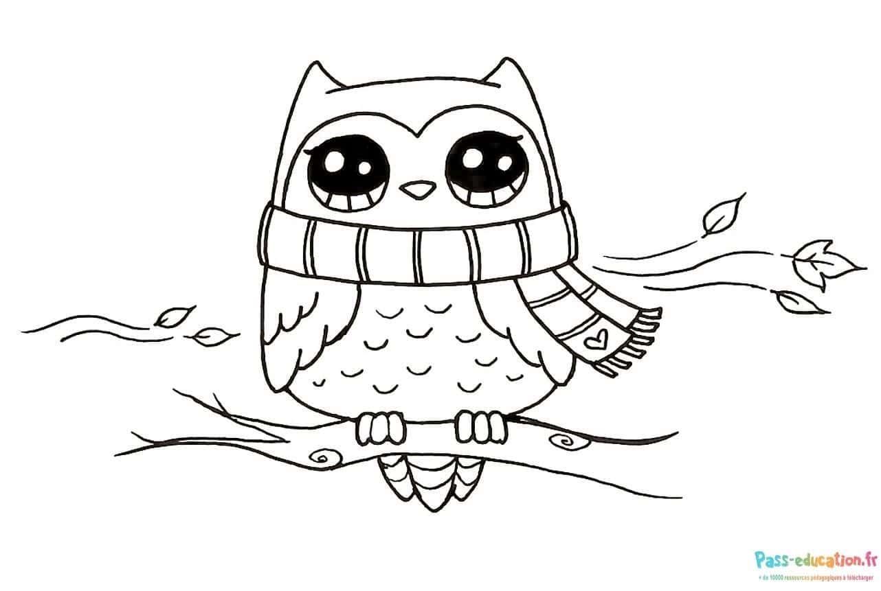 Coloriage Hibou heureux à imprimer et colorier
