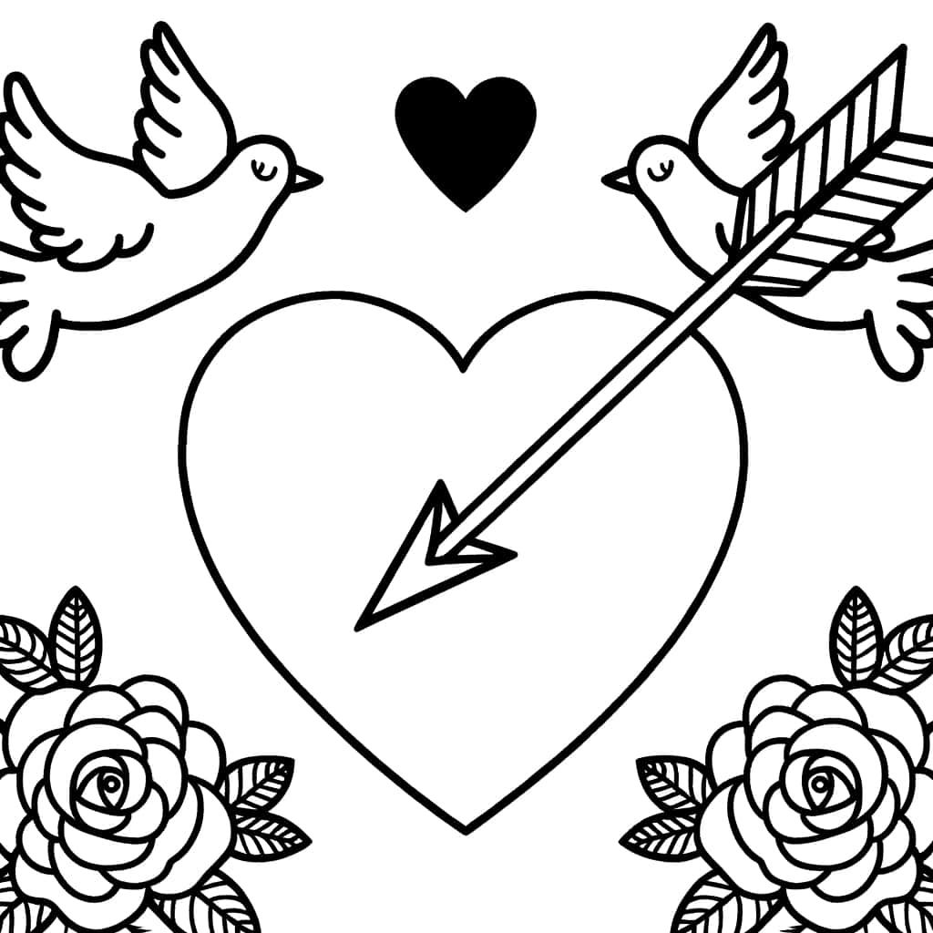 Coloriage Amour fléché à imprimer et colorier