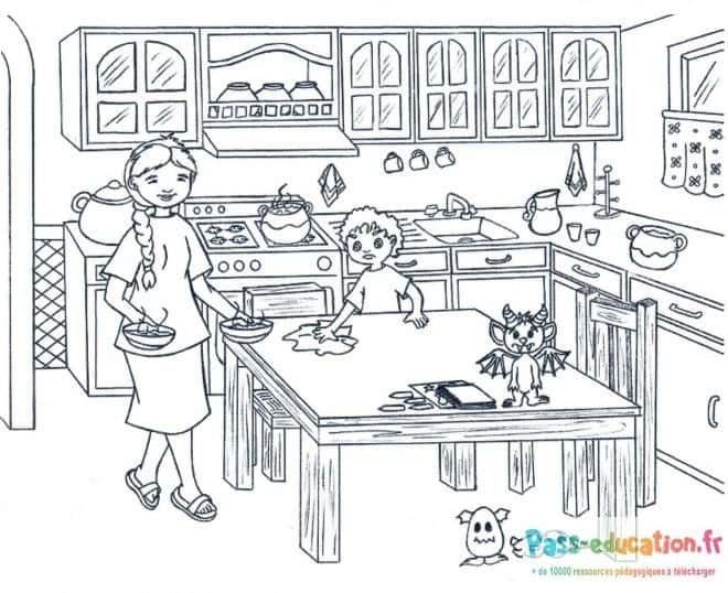 Coloriage Cuisine animée à imprimer et colorier