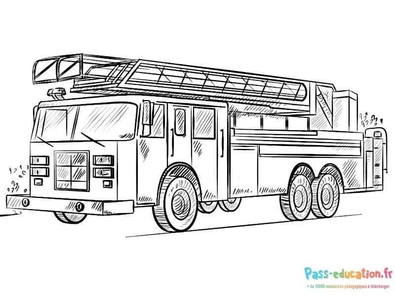 Coloriage Camion de pompier à imprimer et colorier