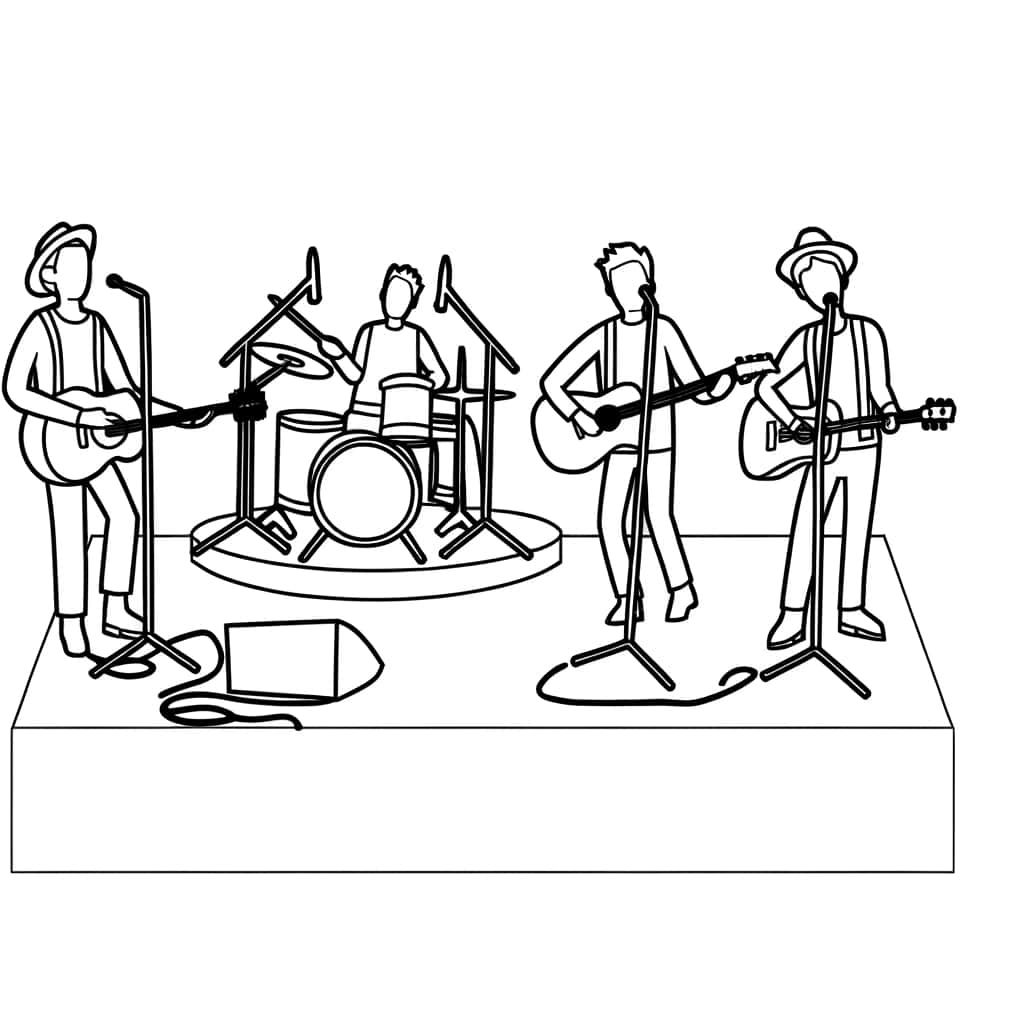 Coloriage Groupe de musique à imprimer et colorier