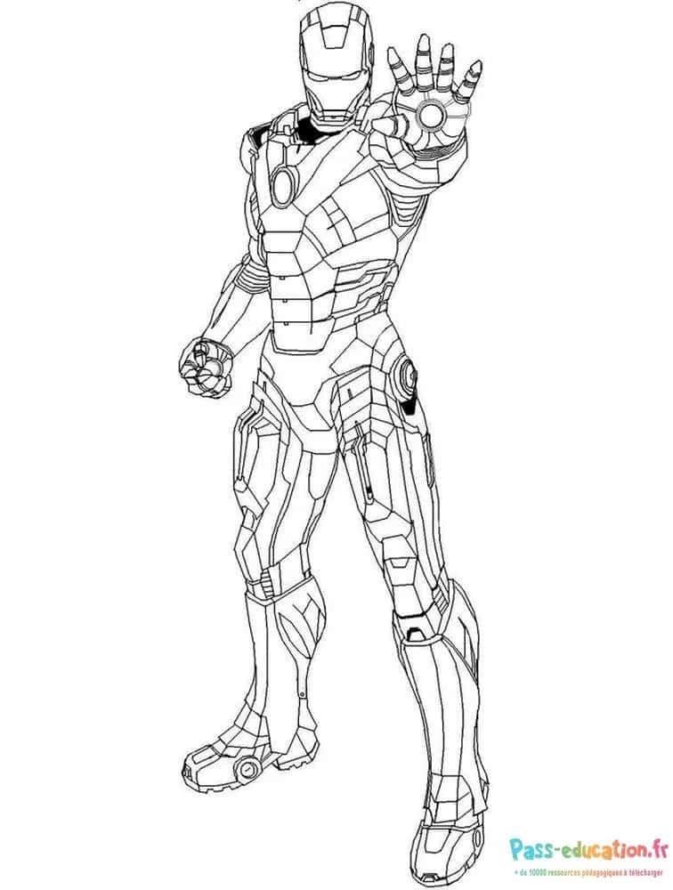 Coloriage Iron Man posant à imprimer et colorier