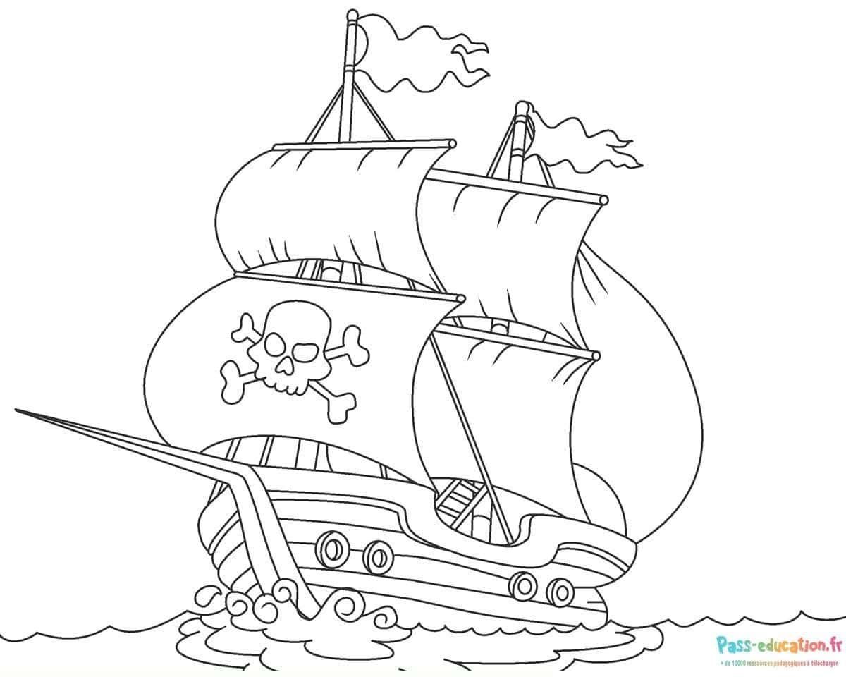 Coloriage Bateau Pirate à imprimer et colorier