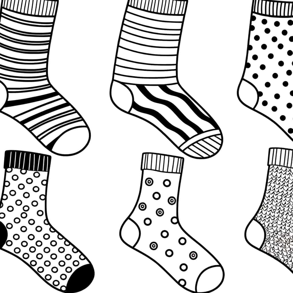 Coloriage Chaussettes fantaisie à imprimer et colorier