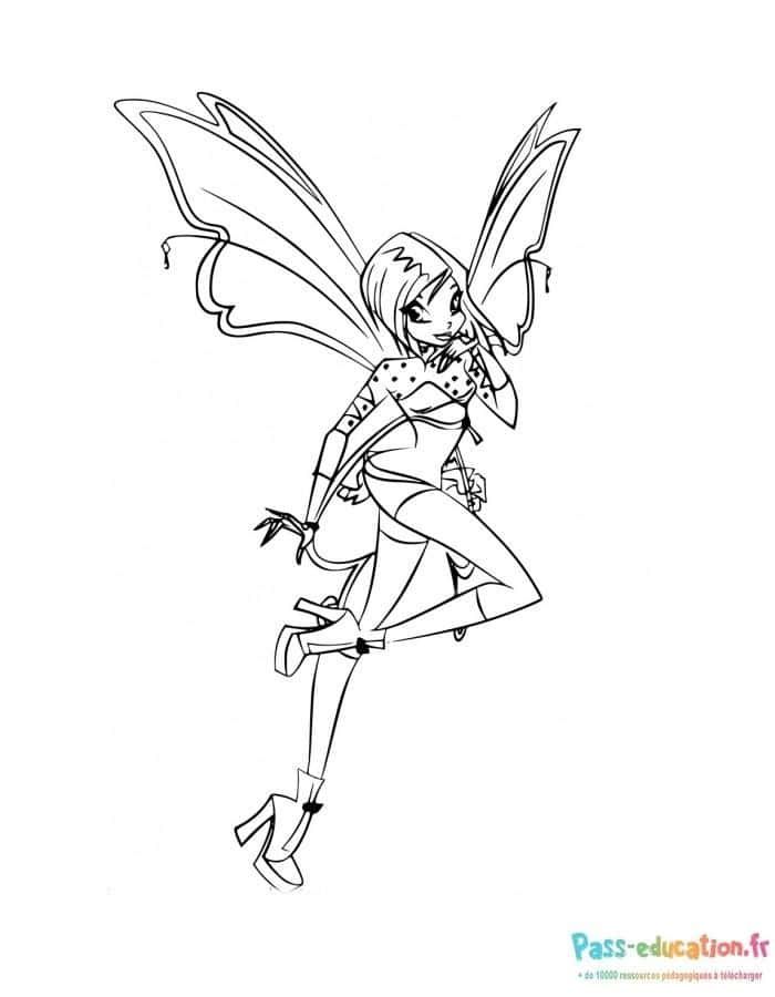 Coloriage Fée Winx élégante à imprimer et colorier