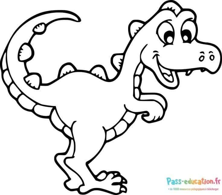 Coloriage Dinosaure souriant à imprimer et colorier