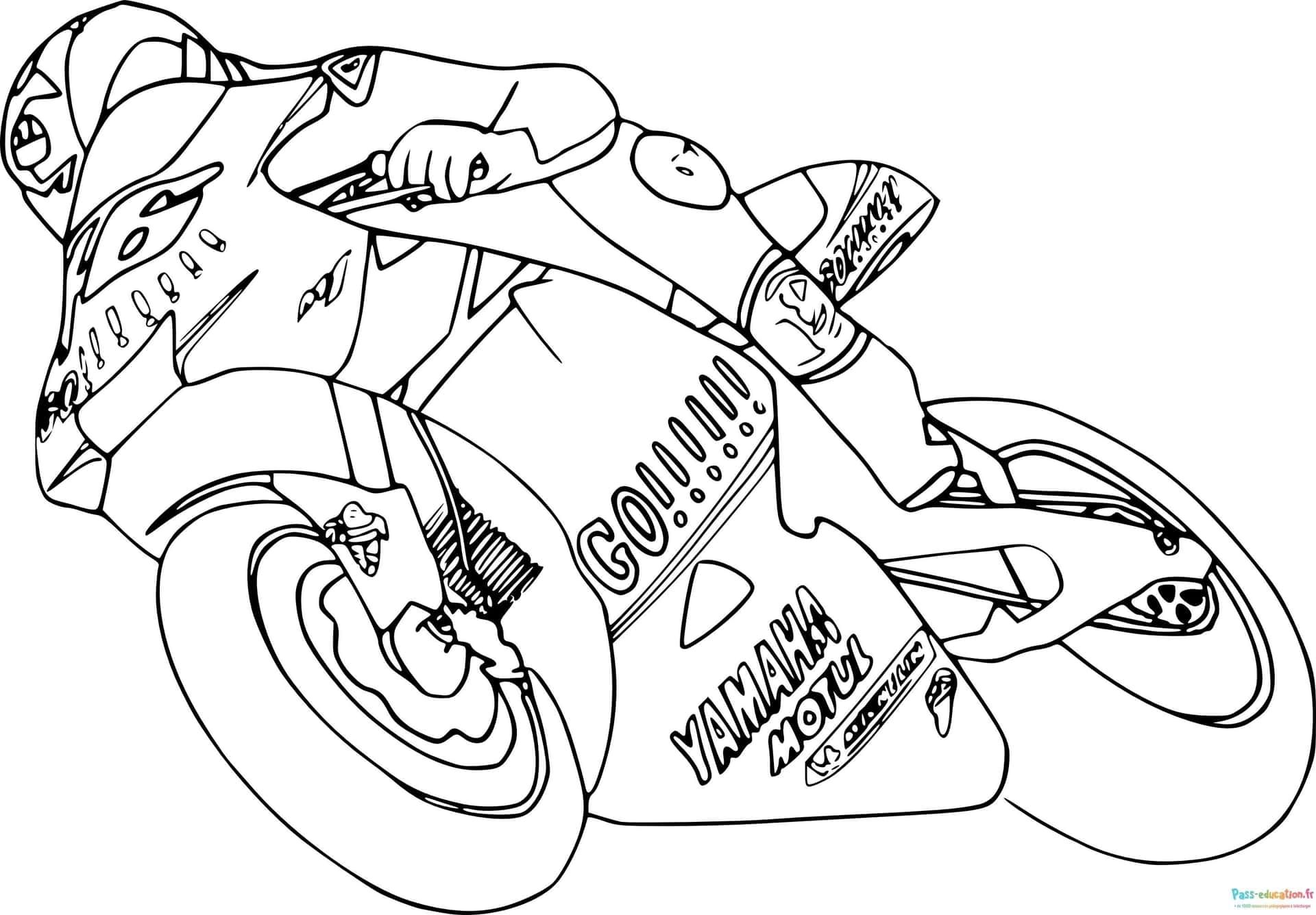 Coloriage Pilote sur moto à imprimer et colorier