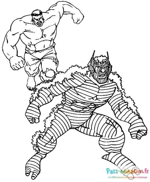 Coloriage Hulk contre monstre à imprimer et colorier