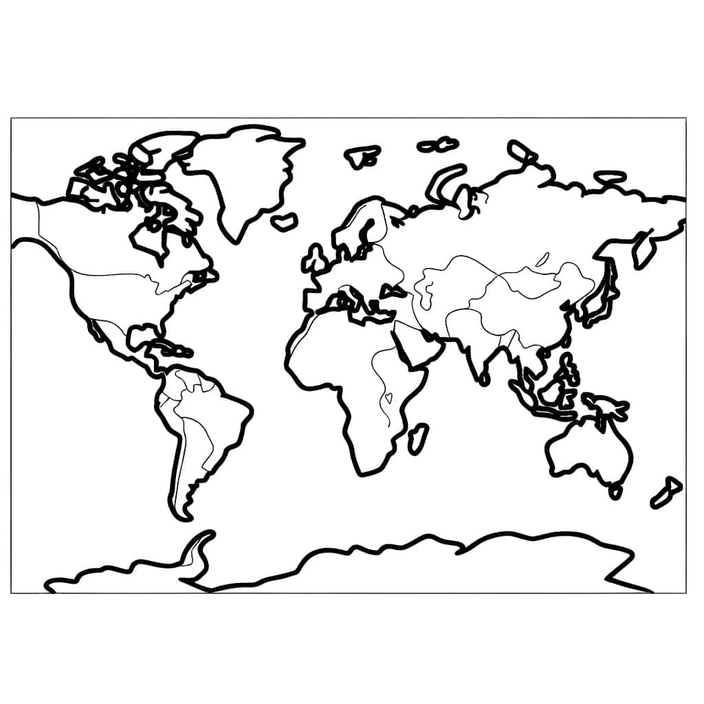 Coloriage Carte du monde à imprimer et colorier