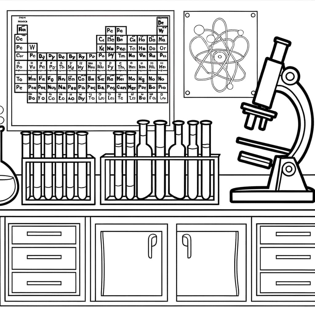 Coloriage Laboratoire de chimie à imprimer et colorier