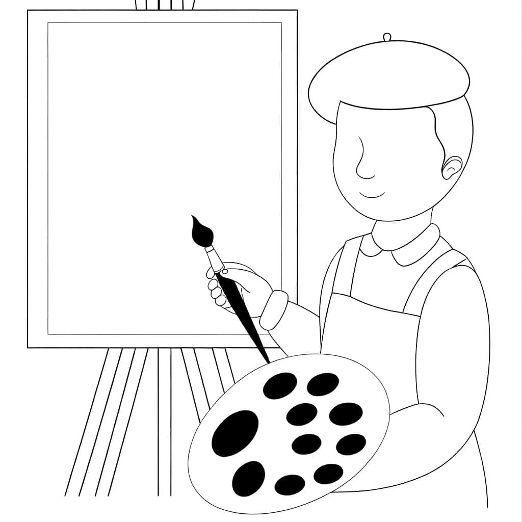 Coloriage Artiste peintre à imprimer et colorier