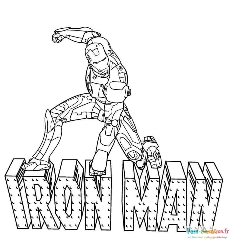 Coloriage Iron Man posant à imprimer et colorier