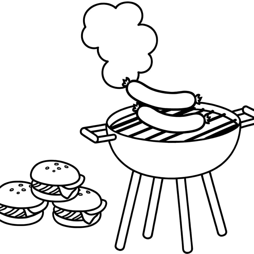 Coloriage Barbecue festif à imprimer et colorier